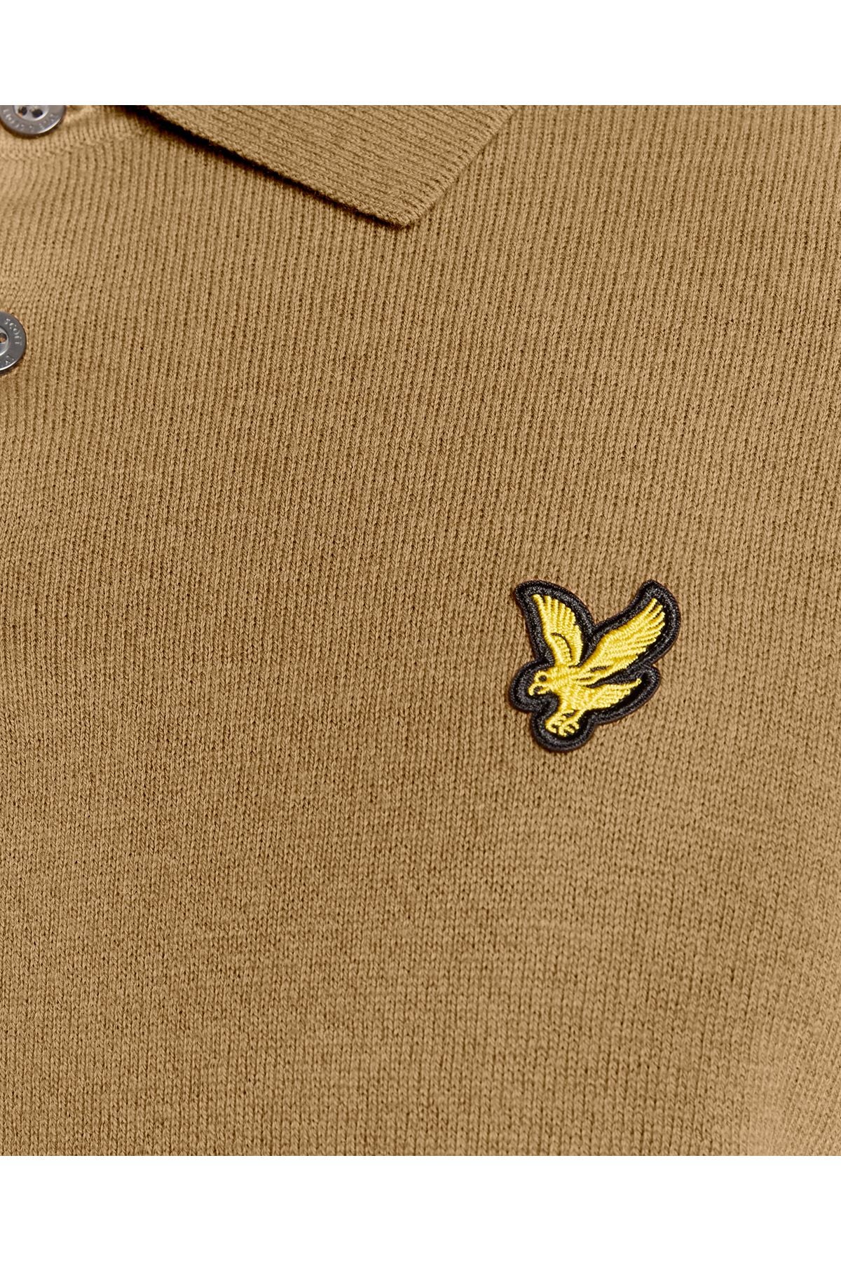 Lyle & Scott - Mens Cotton Merino Long Sleeve Knitted Polo - Tigers Eye X851 - Wildvine Clothing, Spalding, Lincolnshire