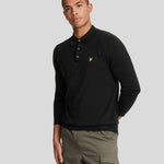 Lyle & Scott - Mens Cotton Merino Long Sleeve Knitted Polo - Jet Black Z865 - Wildvine Clothing, Spalding, Lincolnshire
