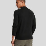 Lyle & Scott - Mens Cotton Merino Long Sleeve Knitted Polo - Jet Black Z865 - Wildvine Clothing, Spalding, Lincolnshire