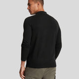 Lyle & Scott - Mens Cotton Merino Long Sleeve Knitted Polo - Jet Black Z865 - Wildvine Clothing, Spalding, Lincolnshire