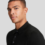 Lyle & Scott - Mens Cotton Merino Long Sleeve Knitted Polo - Jet Black Z865 - Wildvine Clothing, Spalding, Lincolnshire