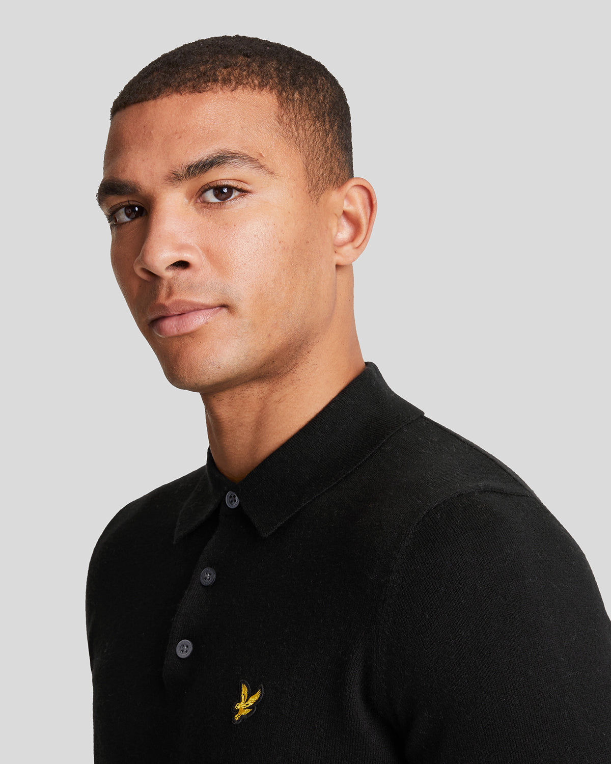 Lyle & Scott - Mens Cotton Merino Long Sleeve Knitted Polo - Jet Black Z865 - Wildvine Clothing, Spalding, Lincolnshire
