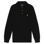 Lyle & Scott - Mens Cotton Merino Long Sleeve Knitted Polo - Jet Black Z865 - Wildvine Clothing, Spalding, Lincolnshire