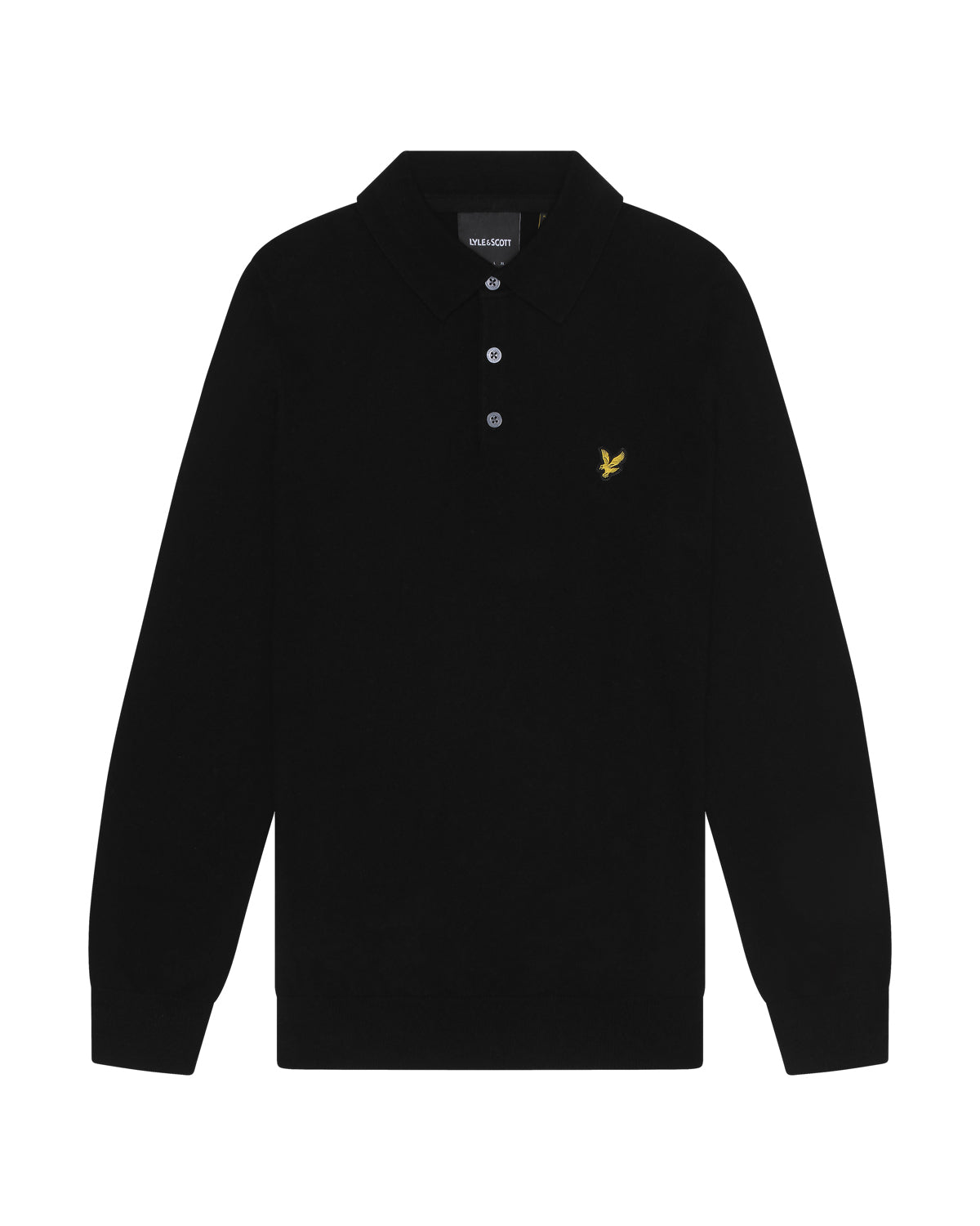 Lyle & Scott - Mens Cotton Merino Long Sleeve Knitted Polo - Jet Black Z865 - Wildvine Clothing, Spalding, Lincolnshire
