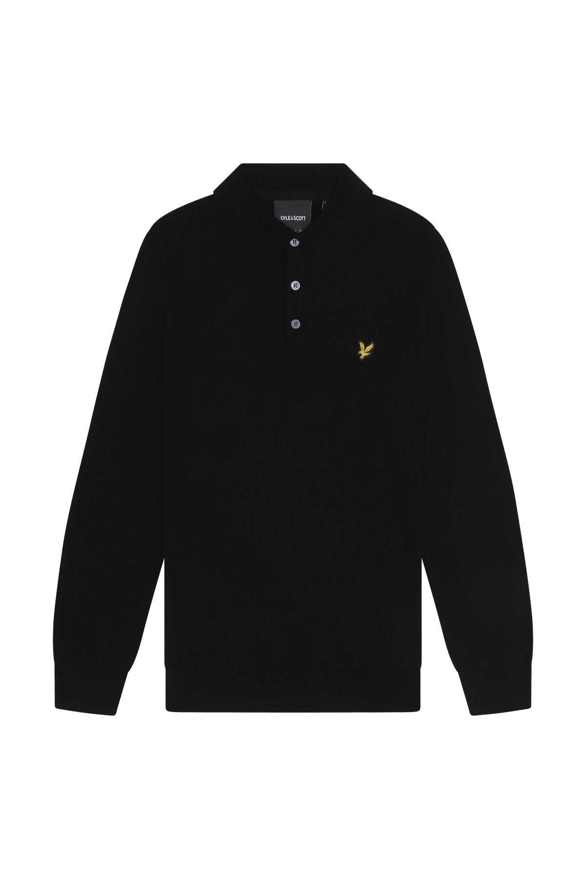 Lyle & Scott - Mens Cotton Merino Long Sleeve Knitted Polo - Jet Black Z865 - Wildvine Clothing, Spalding, Lincolnshire