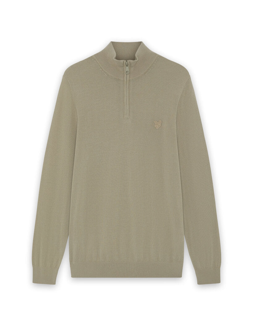 Lyle & Scott - Mens Tonal Eagle Merino Quarter Zip Jumper - Sandstorm Beige - KN2122VC Y257 - Wildvine Clothing, Spalding, Lincolnshire
