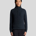 Lyle & Scott - Mens Ribbed Half Zip Jumper - Dark Navy Marl Z56 - Wildvine Clothing, Spalding, Lincolnshire