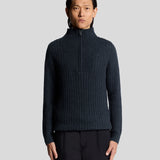 Lyle & Scott - Mens Ribbed Half Zip Jumper - Dark Navy Marl Z56 - Wildvine Clothing, Spalding, Lincolnshire