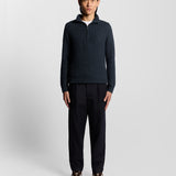 Lyle & Scott - Mens Ribbed Half Zip Jumper - Dark Navy Marl Z56 - Wildvine Clothing, Spalding, Lincolnshire