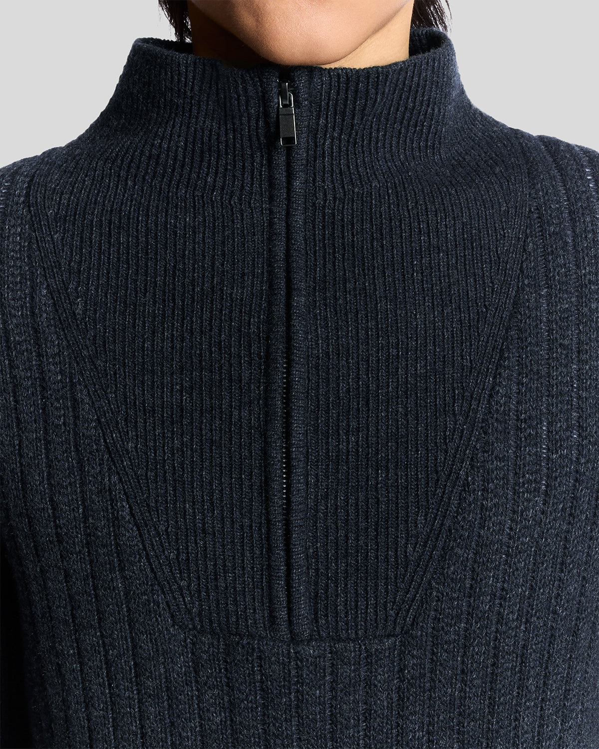 Lyle & Scott - Mens Ribbed Half Zip Jumper - Dark Navy Marl Z56 - Wildvine Clothing, Spalding, Lincolnshire