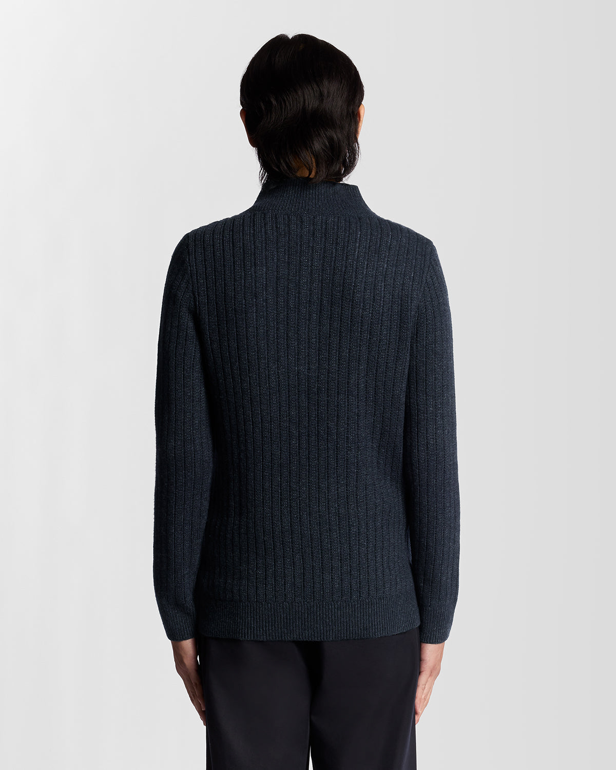 Lyle & Scott - Mens Ribbed Half Zip Jumper - Dark Navy Marl Z56 - Wildvine Clothing, Spalding, Lincolnshire