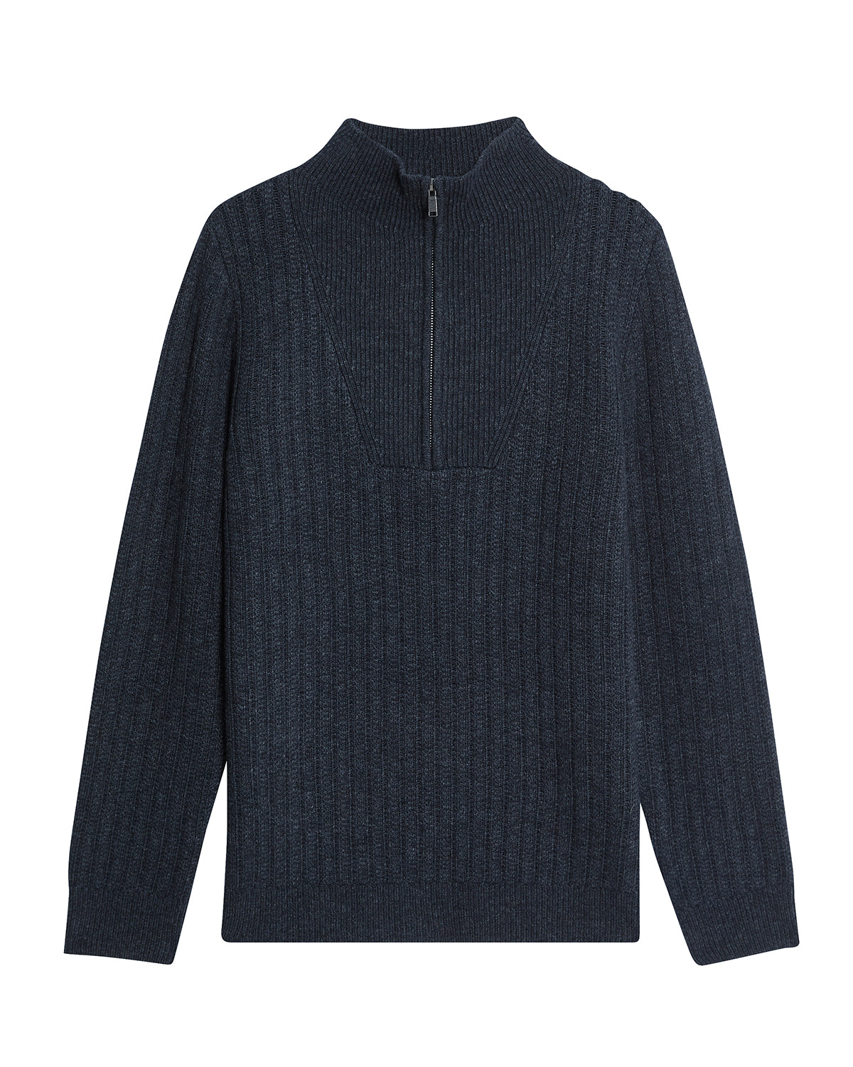 Lyle & Scott - Mens Ribbed Half Zip Jumper - Dark Navy Marl Z56 - Wildvine Clothing, Spalding, Lincolnshire