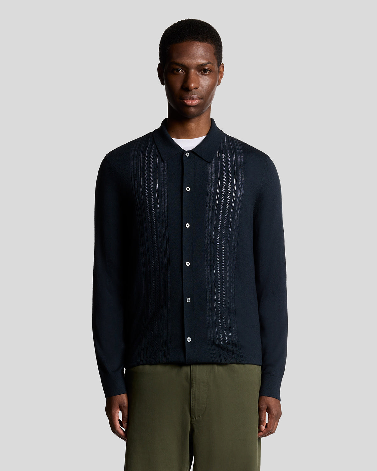 Lyle & Scott - Mens Cable Knitted Shirt - Carbon X898 - Wildvine Clothing, Spalding, Lincolnshire