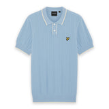 Lyle & Scott - Mens Tipped Pique Knitted Polo Shirt - Chalk Blue - KN2420V W444 - Wildvine Clothing, Spalding, Lincolnshire