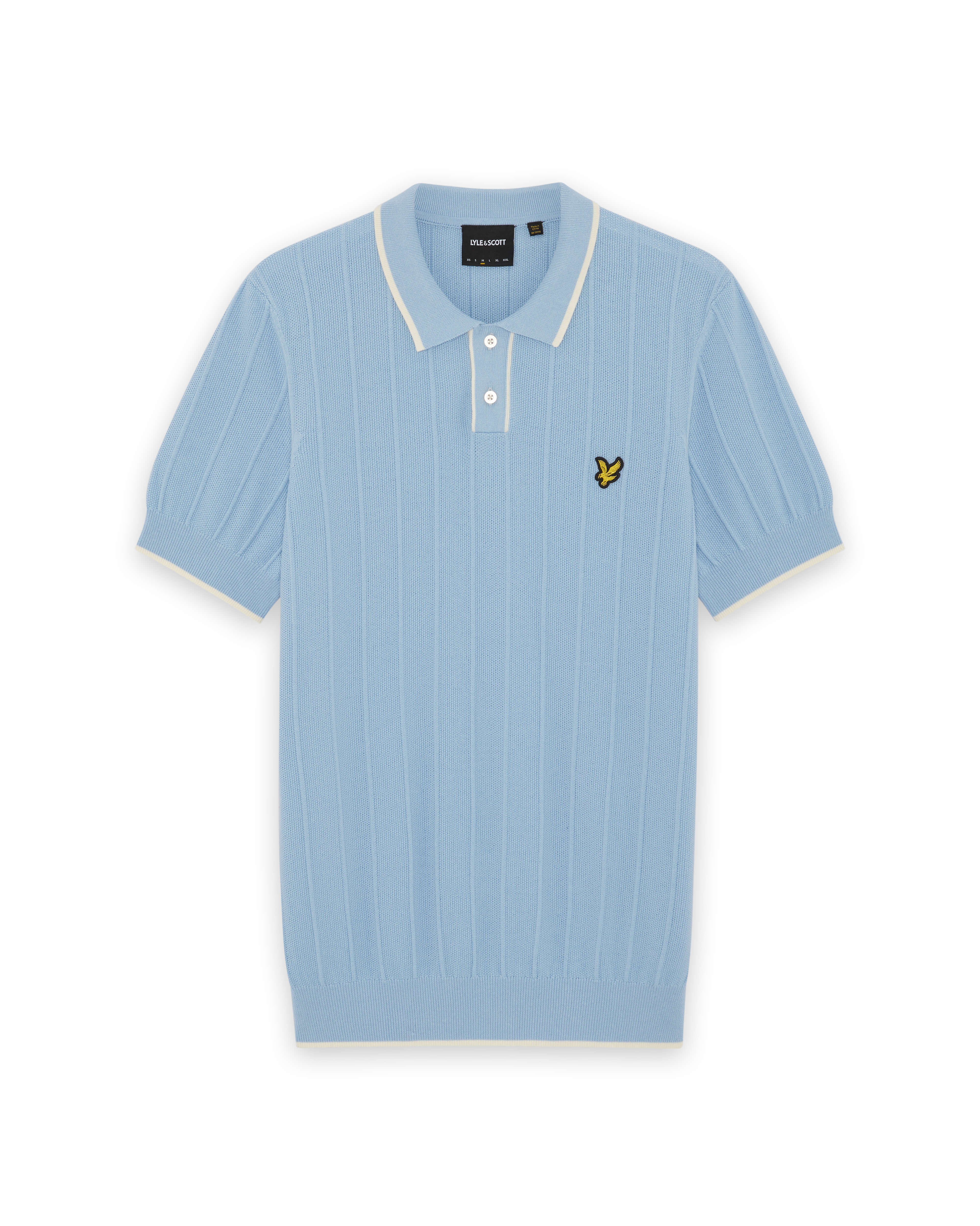 Lyle & Scott - Mens Tipped Pique Knitted Polo Shirt - Chalk Blue - KN2420V W444 - Wildvine Clothing, Spalding, Lincolnshire