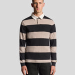 Lyle & Scott - Mens Striped Rugby Polo Shirt - Jet Black/ White Heather X971 - Wildvine Clothing, Spalding, Lincolnshire