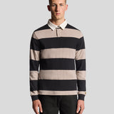 Lyle & Scott - Mens Striped Rugby Polo Shirt - Jet Black/ White Heather X971 - Wildvine Clothing, Spalding, Lincolnshire