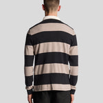Lyle & Scott - Mens Striped Rugby Polo Shirt - Jet Black/ White Heather X971 - Wildvine Clothing, Spalding, Lincolnshire