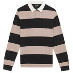 Lyle & Scott - Mens Striped Rugby Polo Shirt - Jet Black/ White Heather X971 - Wildvine Clothing, Spalding, Lincolnshire