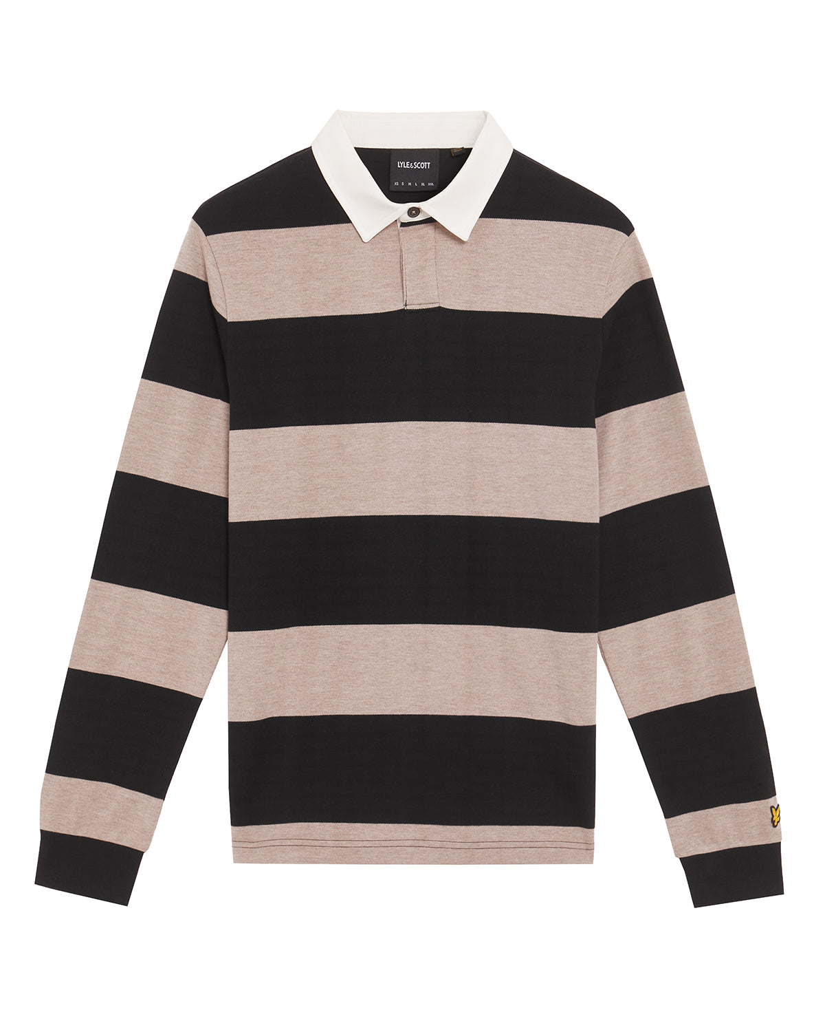 Lyle & Scott - Mens Striped Rugby Polo Shirt - Jet Black/ White Heather X971 - Wildvine Clothing, Spalding, Lincolnshire