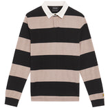 Lyle & Scott - Mens Striped Rugby Polo Shirt - Jet Black/ White Heather X971 - Wildvine Clothing, Spalding, Lincolnshire