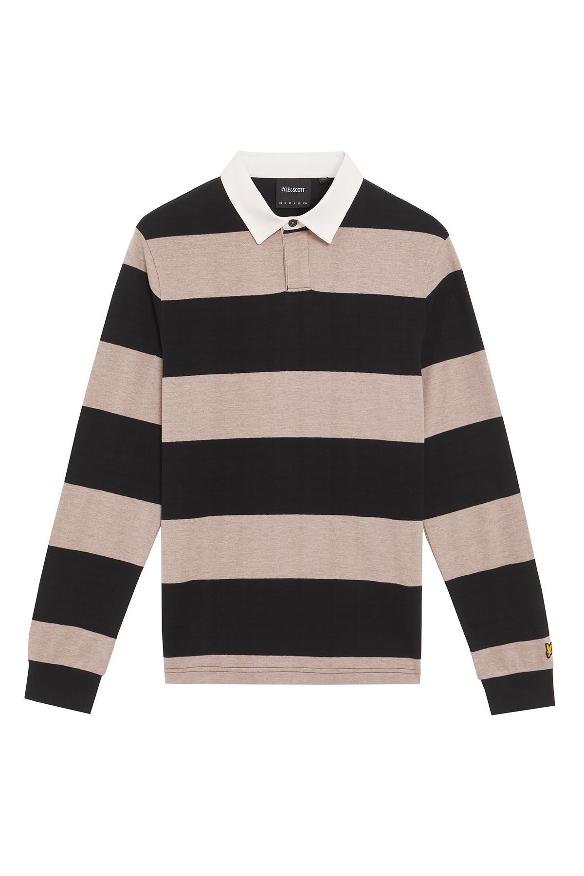 Lyle & Scott - Mens Striped Rugby Polo Shirt - Jet Black/ White Heather X971 - Wildvine Clothing, Spalding, Lincolnshire