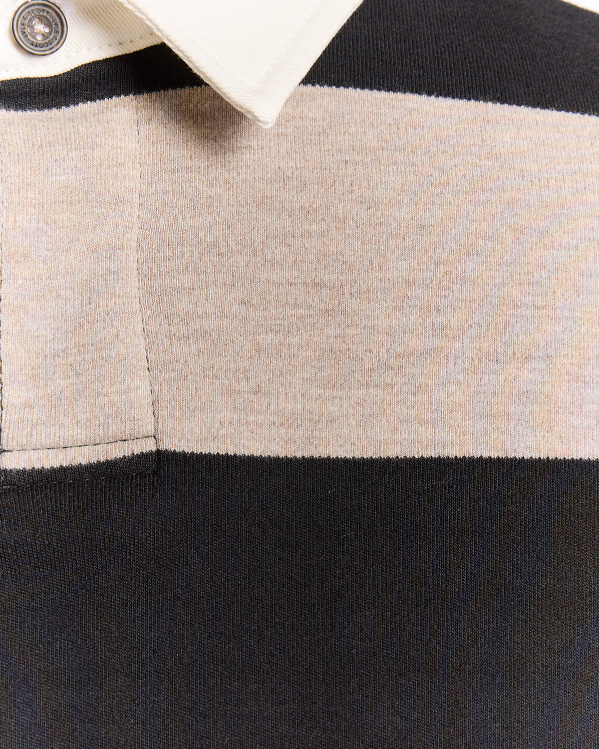 Lyle & Scott - Mens Striped Rugby Polo Shirt - Jet Black/ White Heather X971 - Wildvine Clothing, Spalding, Lincolnshire