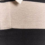 Lyle & Scott - Mens Striped Rugby Polo Shirt - Jet Black/ White Heather X971 - Wildvine Clothing, Spalding, Lincolnshire