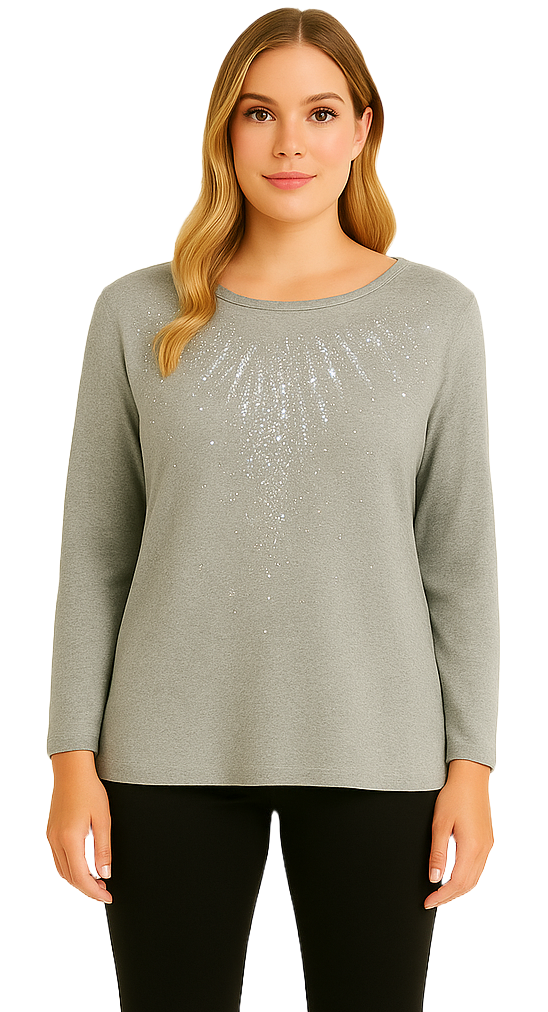 Jane Austin - Ladies Daphne Top - Grey - Wildvine Clothing, Spalding, Lincolnshire