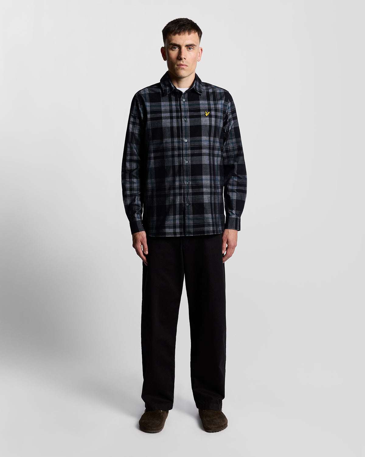 Lyle & Scott - Mens Tartan Corduroy Shirt - Jet Black/ White W189 - Wildvine Clothing, Spalding, Lincolnshire