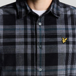 Lyle & Scott - Mens Tartan Corduroy Shirt - Jet Black/ White W189 - Wildvine Clothing, Spalding, Lincolnshire