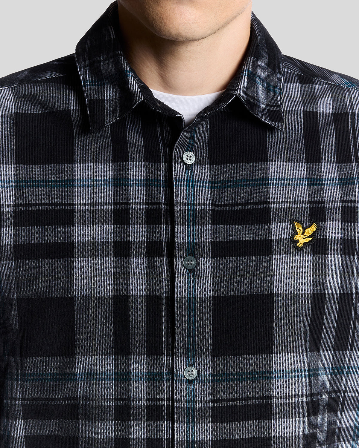 Lyle & Scott - Mens Tartan Corduroy Shirt - Jet Black/ White W189 - Wildvine Clothing, Spalding, Lincolnshire