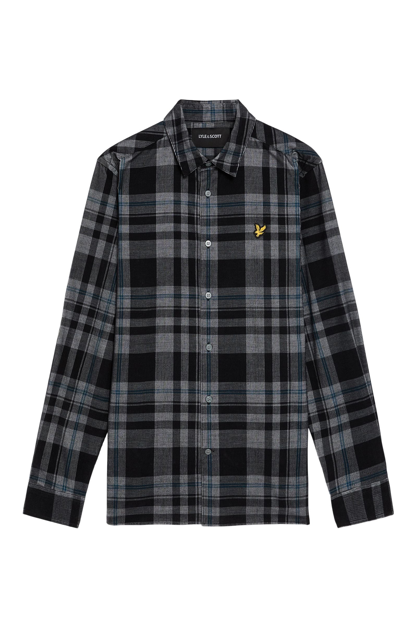Lyle & Scott - Mens Tartan Corduroy Shirt - Jet Black/ White W189 - Wildvine Clothing, Spalding, Lincolnshire