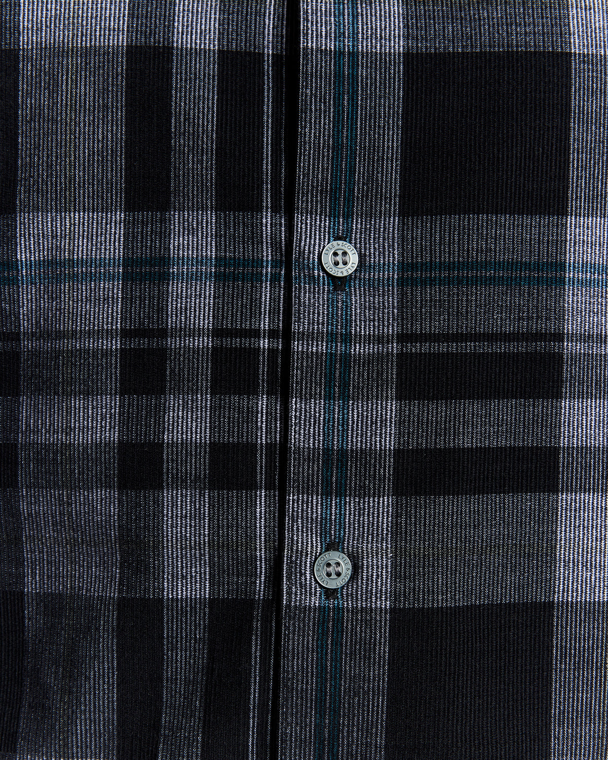 Lyle & Scott - Mens Tartan Corduroy Shirt - Jet Black/ White W189 - Wildvine Clothing, Spalding, Lincolnshire
