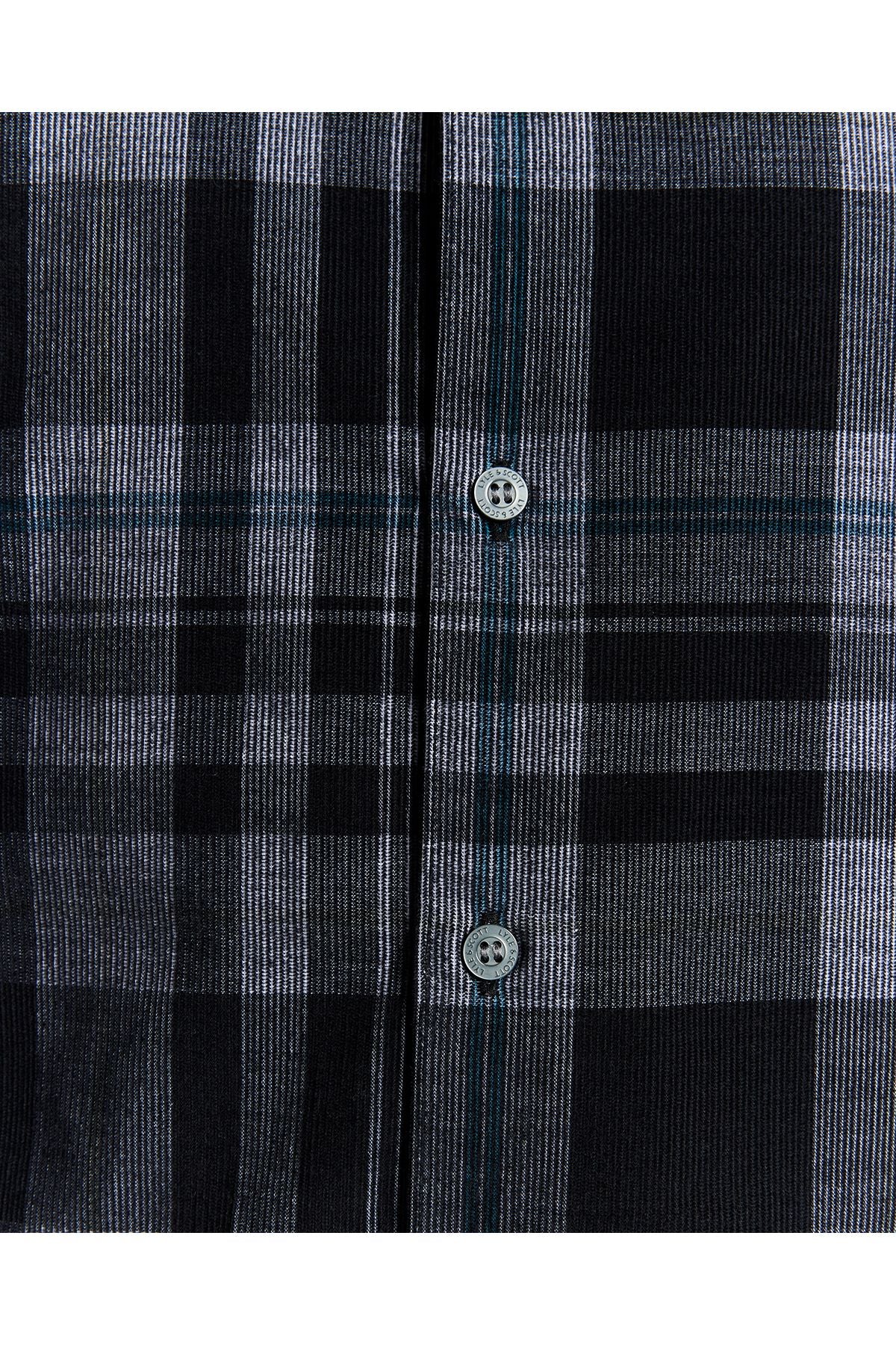 Lyle & Scott - Mens Tartan Corduroy Shirt - Jet Black/ White W189 - Wildvine Clothing, Spalding, Lincolnshire