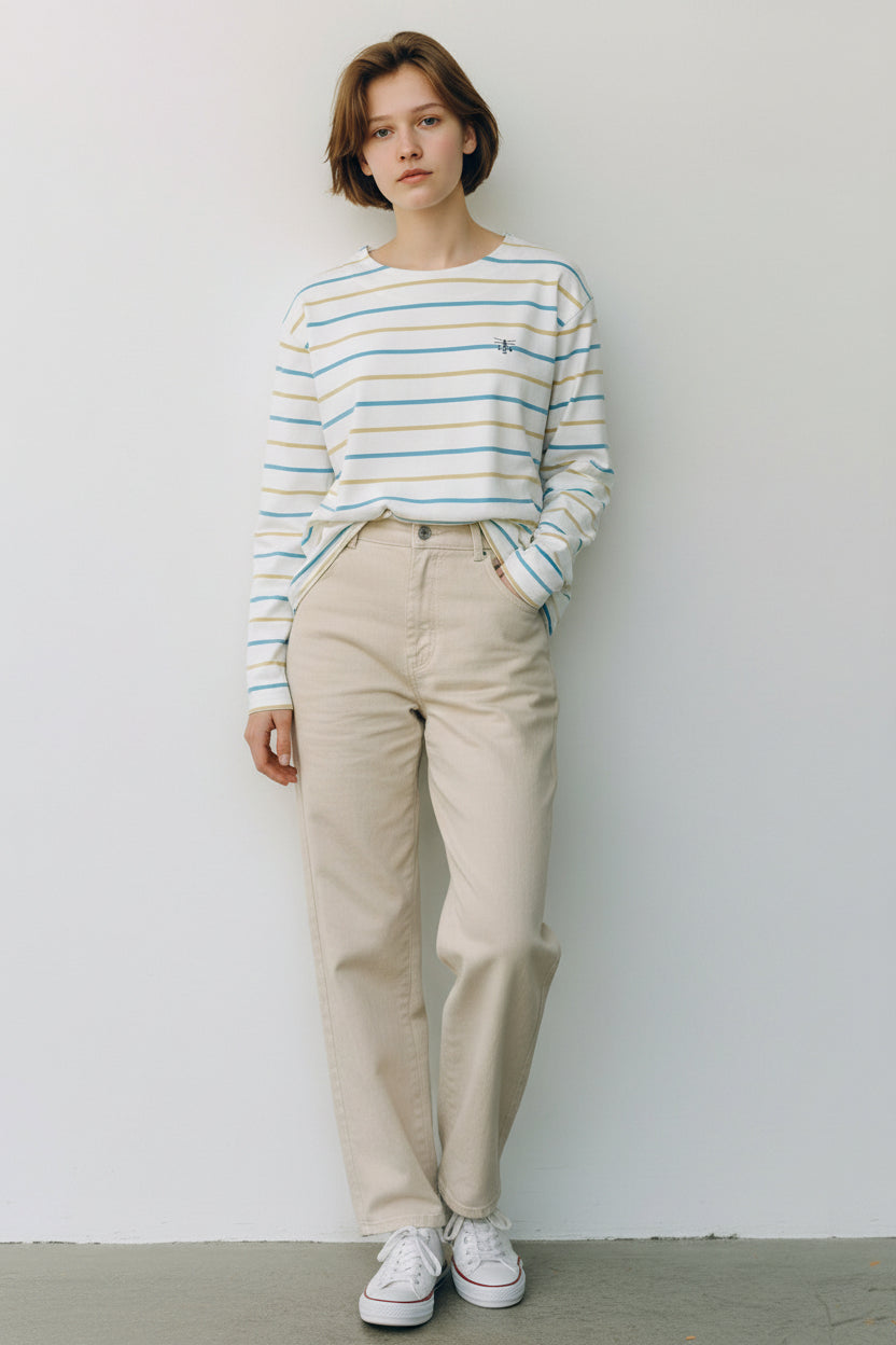 Lighthouse - Ladies Causeway II Top - Blue & Clay Stripe - Wildvine Clothing, Spalding, Lincolnshire