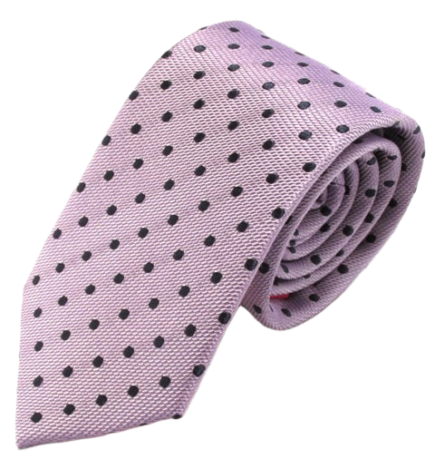 Van Buck - Mens - Lilac Silk Tie with Navy Blue Polka Dots - Wildvine Clothing, Spalding, Lincolnshire