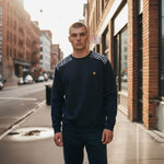Lyle & Scott - Mens Check Panelled Crewneck Sweatshirt - Dark Navy ML2597V Z271 - Wildvine Clothing, Spalding, Lincolnshire