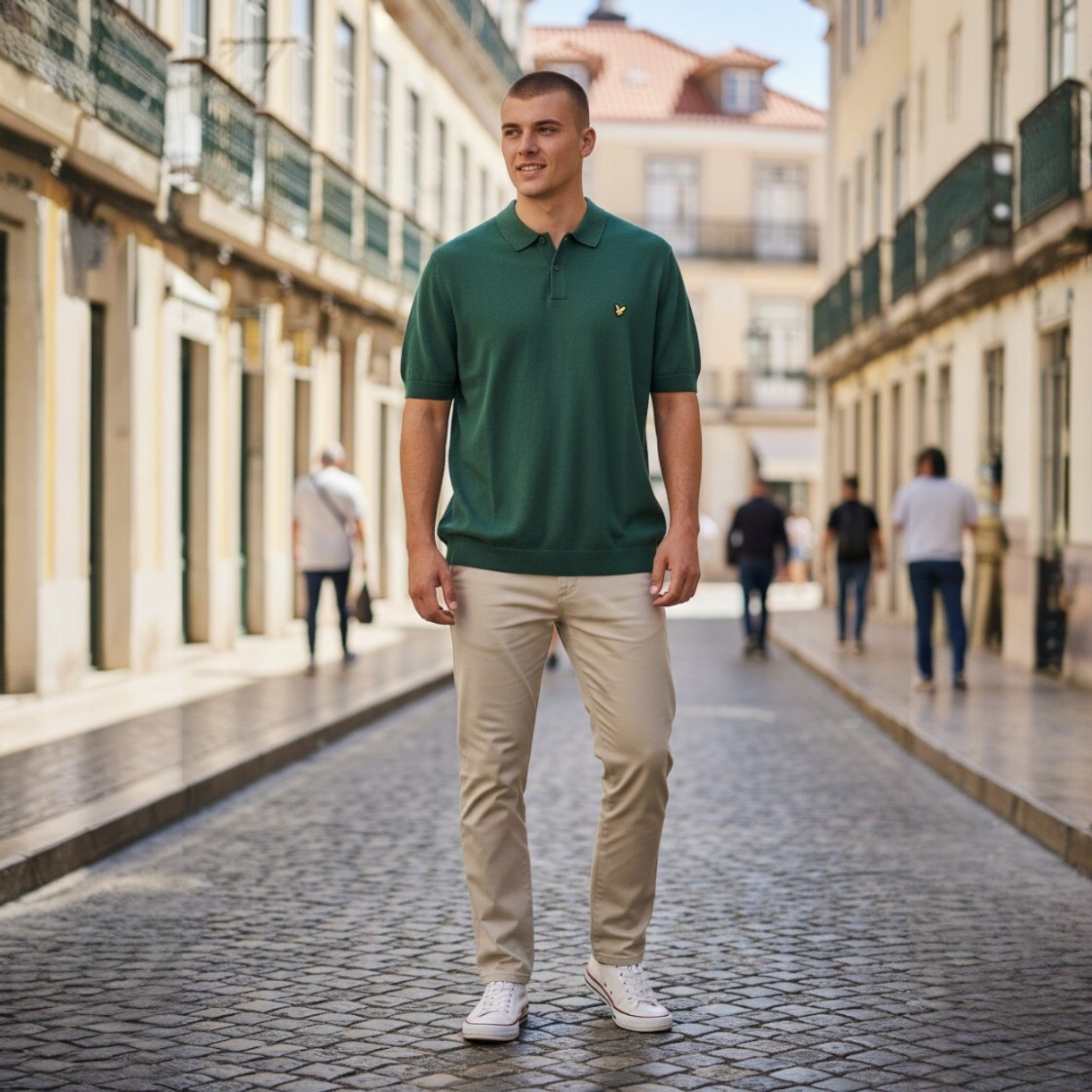 Lyle & Scott - Mens Cotton Short Sleeve Knitted Polo - Everglade KN2412V W130 - Wildvine Clothing, Spalding, Lincolnshire