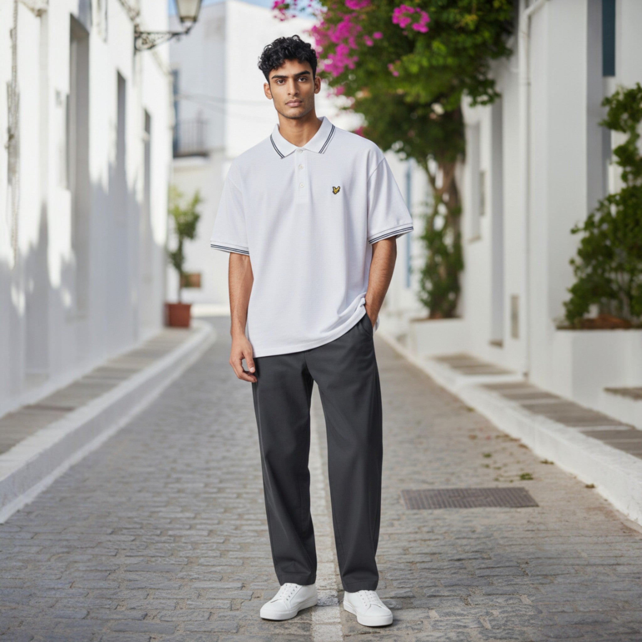 Lyle & Scott - Mens Fine Tipped Polo Shirt - White/Everglade - SP2402V Y162 - Wildvine Clothing, Spalding, Lincolnshire