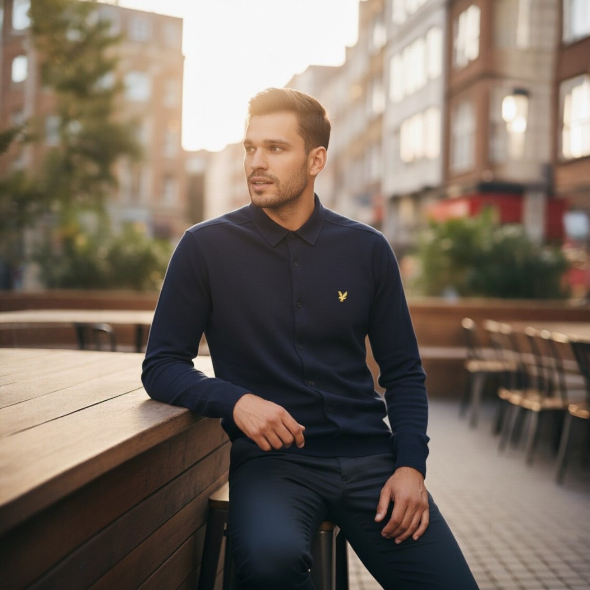 Lyle & Scott - Mens Pique Jersey Shirt - Dark Navy - LW2407V ZZ271 - Wildvine Clothing, Spalding, Lincolnshire