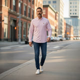 Lyle & Scott - Mens Stripe Oxford Shirt - Pink Grapefruit/ White LW2214VT Y152 - Wildvine Clothing, Spalding, Lincolnshire