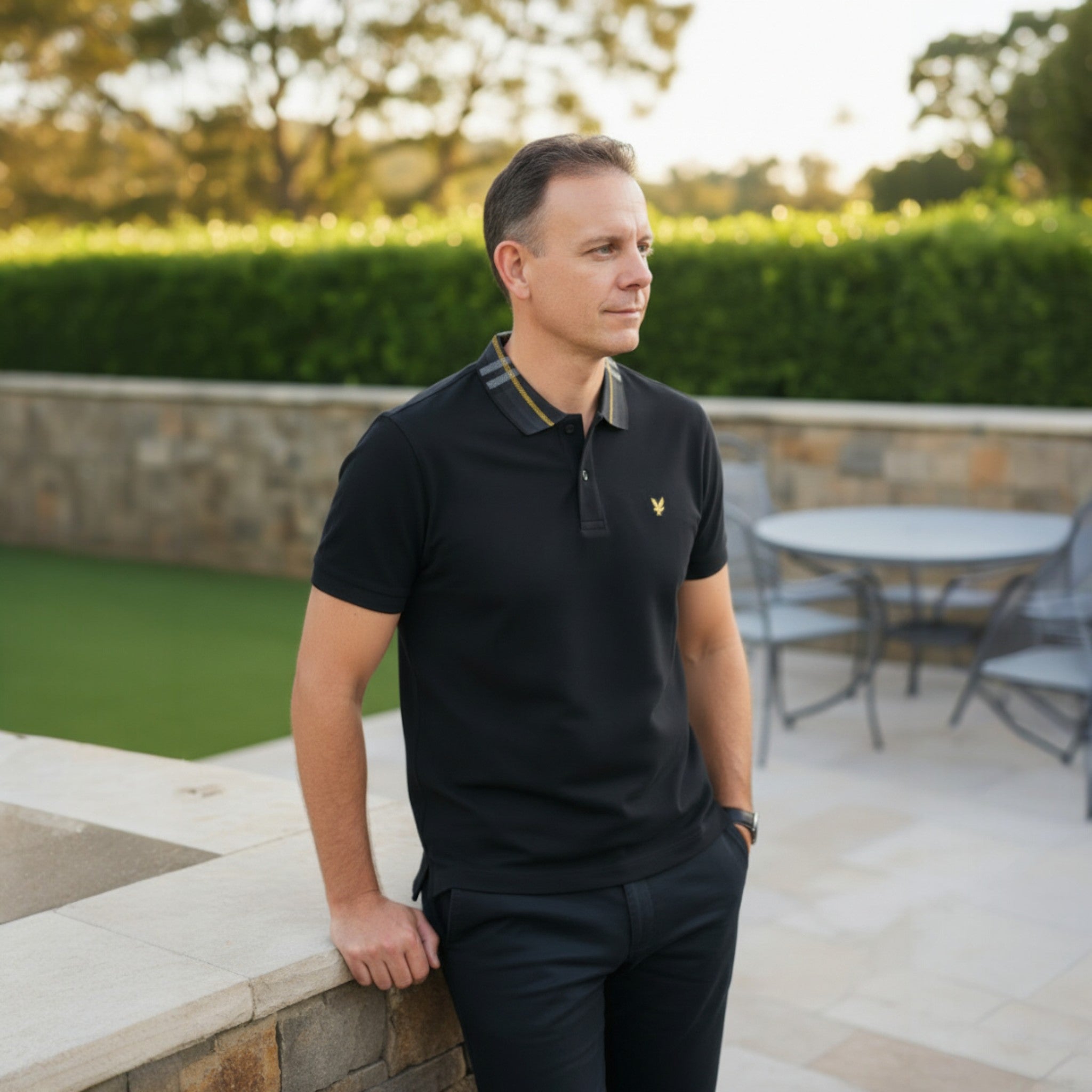 Lyle & Scott - Mens Tartan Collar Polo Shirt - Jet Black - SP2403V Z865 - Wildvine Clothing, Spalding, Lincolnshire