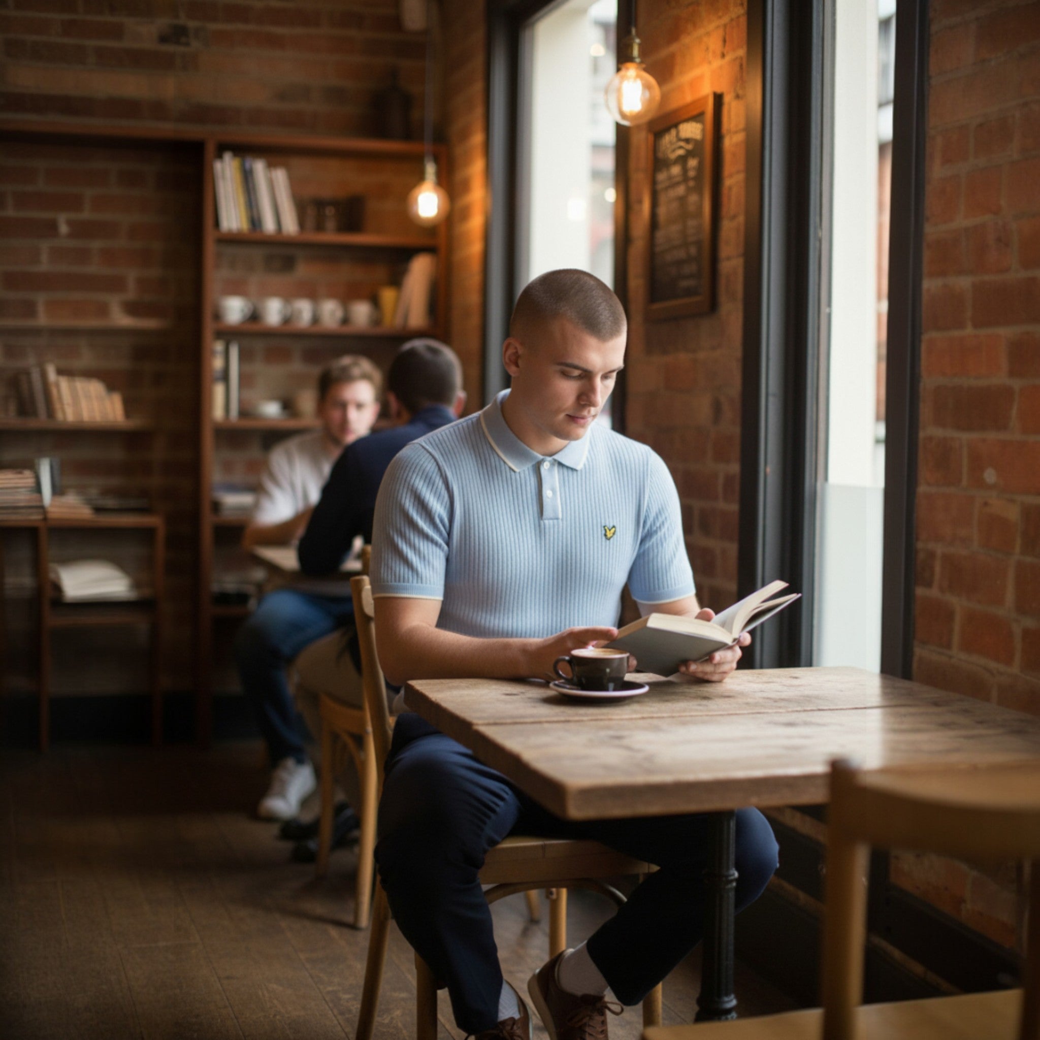 Lyle & Scott - Mens Tipped Pique Knitted Polo Shirt - Chalk Blue - KN2420V W444 - Wildvine Clothing, Spalding, Lincolnshire