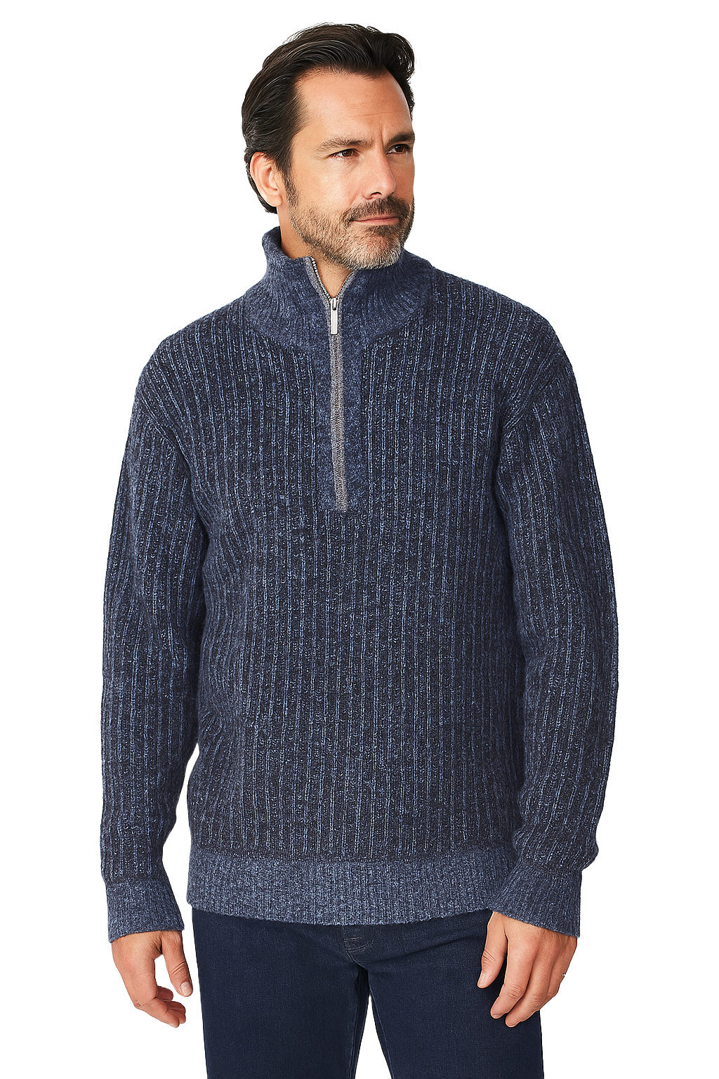 Jackdaw - Mens Theodore 1/4 Zip Jumper - Denim - Wildvine Clothing, Spalding, Lincolnshire