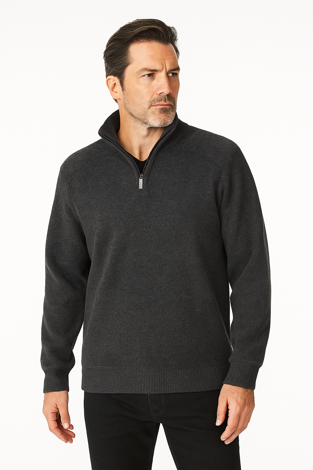 Jackdaw - Mens Finley 1/4 Chenille Sherpa Jumper - Charcoal - Wildvine Clothing, Spalding, Lincolnshire