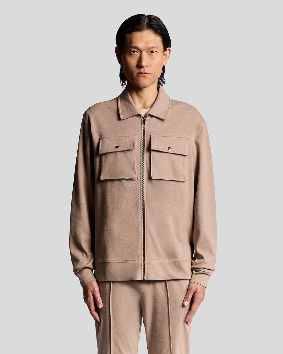 Lyle & Scott - Mens Interlock Jersey Overshirt - Cobblestone X084 - Wildvine Clothing, Spalding, Lincolnshire