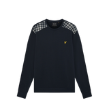 Lyle & Scott - Mens Check Panelled Crewneck Sweatshirt - Dark Navy ML2597V Z271 - Wildvine Clothing, Spalding, Lincolnshire