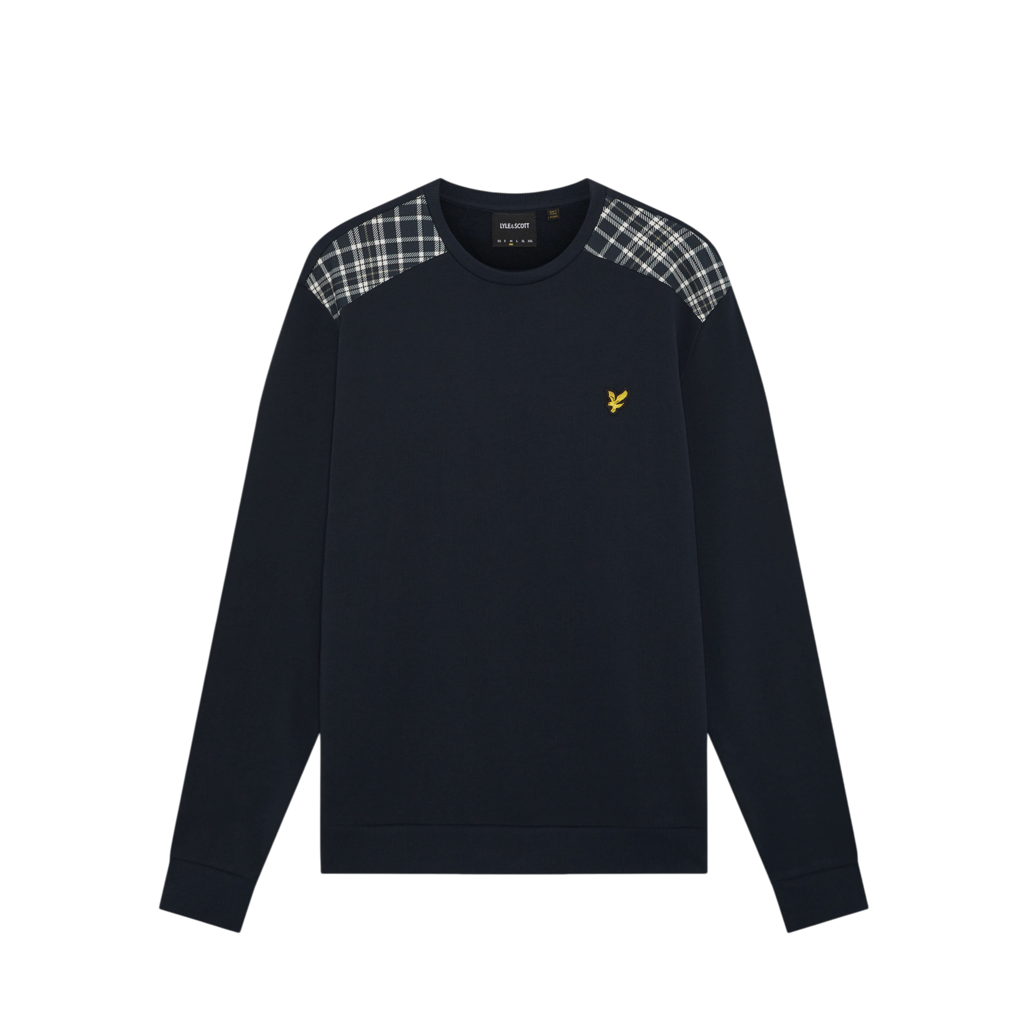 Lyle & Scott - Mens Check Panelled Crewneck Sweatshirt - Dark Navy ML2597V Z271 - Wildvine Clothing, Spalding, Lincolnshire