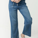 QED London - Ladies - Ankle Length Wide Leg String Jeans - Denim - Wildvine Clothing, Spalding, Lincolnshire